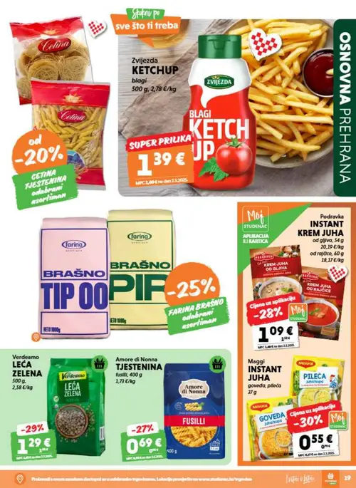 Studenac katalog — stranica 19: Zvijezda Zvijezda KETCHUP blagi, Maggi Maggi INSTANT JUHA goveđa, pileća, Verdeamo Verdeamo LEĆA ZELENA, Podravka Podravka INSTANT KREM JUHA od gljiva (vrijedi 08. 07. 2026.–14. 07. 2026.)