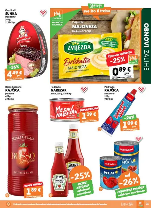 Studenac katalog — stranica 21: Podravka RAJČICA koncentrat, Zvijezda MAJONEZA (vrijedi 15. 07. 2026.–28. 07. 2026.)