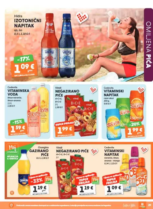 Studenac katalog — stranica 29: Orangina Orangina GAZIRANO PIĆE, Cedevita Cedevita VITAMINSKI NAPITAK, Cedevita Cedevita VITAMINSKI NAPITAK, Cedevita Cedevita VITAMINSKA VODA (vrijedi 15. 07. 2026.–28. 07. 2026.)