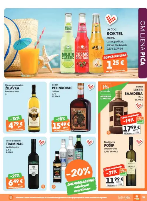 Studenac katalog — stranica 31: Madirazza POŠIP vrhunsko vino, Badel LIKER BAJADERA (vrijedi 15. 07. 2026.–28. 07. 2026.)