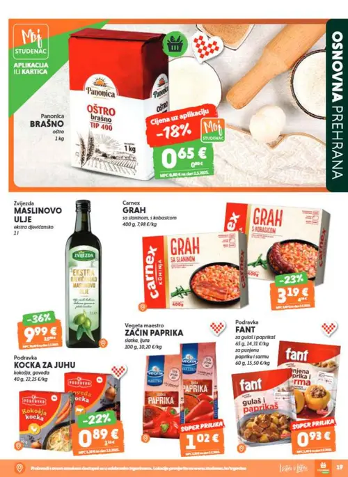Studenac katalog — stranica 19: Panonica Pšenicno glatko brašno TIP 400 (vrijedi 29. 07. 2026.–11. 08. 2026.)