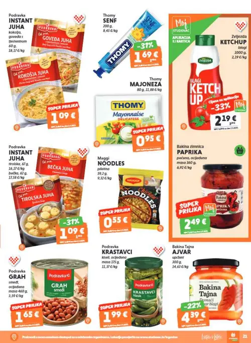 Studenac katalog — stranica 21: Zvijezda KETCHUP blagi, Bakina Tajna AJVAR upržen (vrijedi 29. 07. 2026.–11. 08. 2026.)
