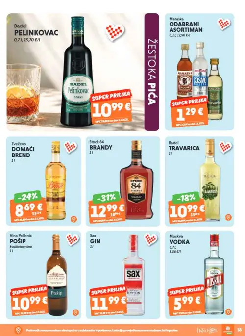 Studenac katalog — stranica 33: Stock 84 BRANDY, Badel TRAVARICA, Badel PELINKOVAC, Maraska ODABRANI ASORTIMAN (vrijedi 29. 07. 2026.–11. 08. 2026.)