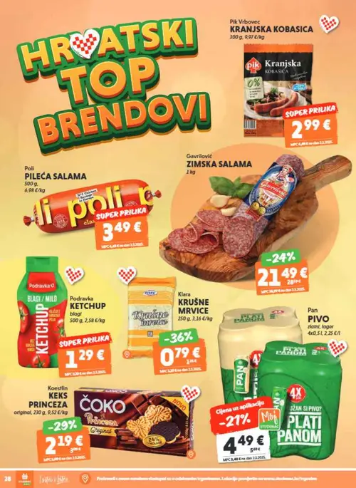 Studenac katalog — stranica 4: Klara KRUŠNE MRVICE, Koestlin KEKS PRINCEZA original, Gavrlović ZIMSKA SALAMA, Pan Pivo (vrijedi 29. 07. 2026.–11. 08. 2026.)