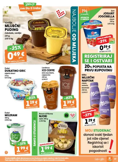 Studenac katalog — stranica 17: Landessa ICE COFFE latte macchiato, cappucino, Dukat MILERAM, Amore di Nonna NJOKI svježi, Milka MILK NAPITAK classic, noisette, karamela (vrijedi 26. 08. 2026.–08. 09. 2026.)
