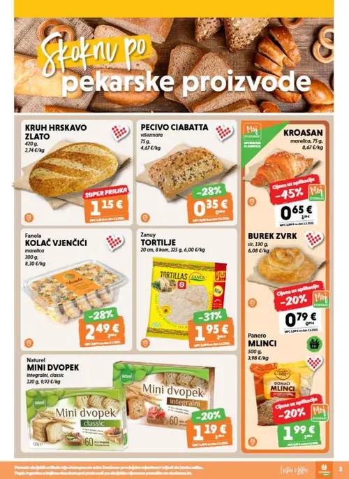 Studenac katalog — stranica 3: Moj Studenac KROASAN, BUREK ZVRK, Naturel MINI DVOPEK INTEGRALNI, Panero MLINCI (vrijedi 26. 08. 2026.–08. 09. 2026.)