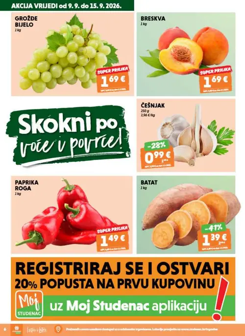 Studenac katalog — stranica 6: GROŽĐE BIJELO (vrijedi 09. 09. 2026.–15. 09. 2026.)