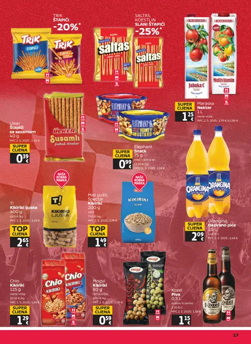 Tommy katalog — stranica 17: Mogyi Mogyi Kikiriki, Chio Chio Kikiriki, Maraska Maraska Nektar, Trik Trik Štapići (vrijedi 25. 06. 2026.–01. 07. 2026.)