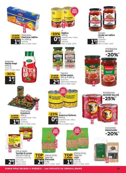 Tommy katalog — stranica 21: Tigullio Tigullio Umak pesto 190 g ili 185 g razne vrste, Podravka Podravka Pasirana rajčica 3 x 200 g, T! T! Rajčica sjeckana 400 g, Arrighi Arrighi Umak od rajčica 320 g s bosiljkom (vrijedi 25. 06. 2026.–01. 07. 2026.)