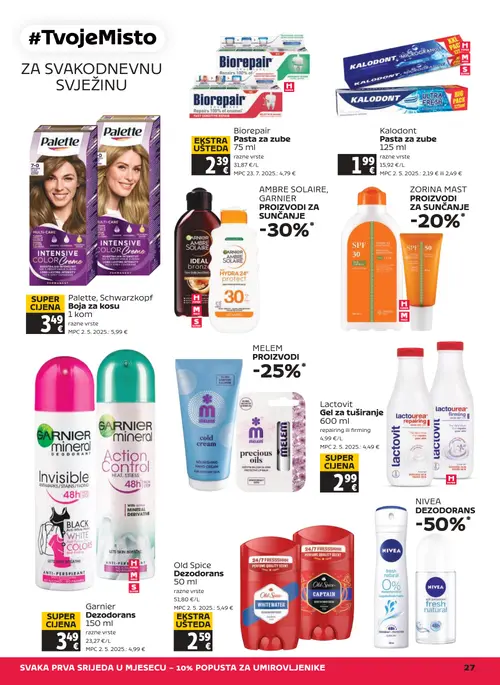Tommy katalog — stranica 27: Biorepair Biorepair Pasta za zube, Kalodont Kalodont Pasta za zube, Palette Palette Boja za kosu, Garnier AMBRE SOLAIRE, GARNIER proizvodi za sunčanje (vrijedi 25. 06. 2026.–01. 07. 2026.)