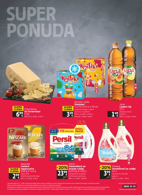 Tommy katalog — stranica 32: Violeta Omekšivač za rublje, Friendship Sir Ementaler, Persil Deterdžent za pranje rublja, Nescafe Instant cappuccino (vrijedi 25. 06. 2026.–01. 07. 2026.)