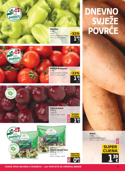 Tommy katalog — stranica 5: Batat, Paprika, Rajčica Grappolo, Stribor Stribor Salata šareni duo (vrijedi 25. 06. 2026.–01. 07. 2026.)