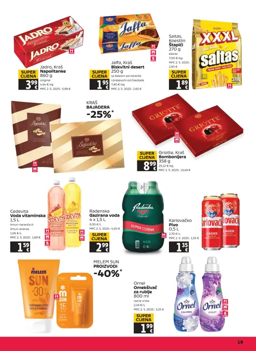 Tommy katalog — stranica 19: Ornel Omekšivač za rublje, Griotte Grioette, Kraš Bombonijera, Radenska Gazirana voda, Karlovačko Pivo (vrijedi 09. 07. 2026.–15. 07. 2026.)