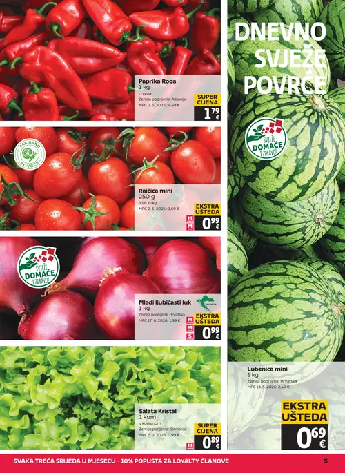 Tommy katalog — stranica 5: Lubeni c a mini, Salata Kristal, Mladi ljubičasti luk, Rajčica mini (vrijedi 09. 07. 2026.–15. 07. 2026.)