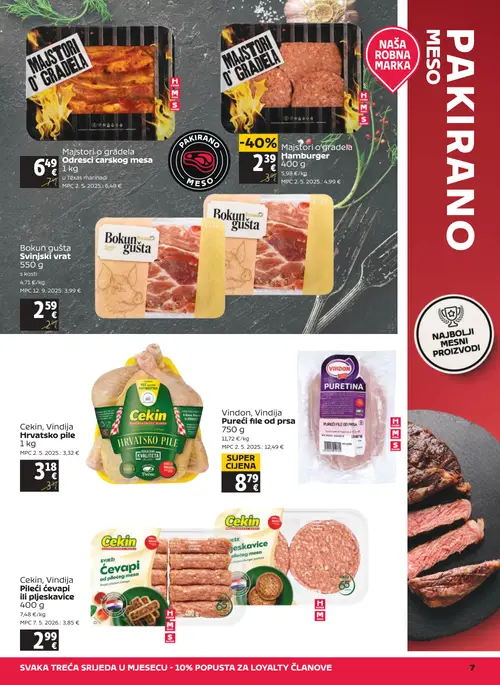 Tommy katalog — stranica 7: Majstori o' gradele Hamburger, Bokun gušta Bokun gušta Svinjski vrat, Majstori o' gradela Odresci carskog mesa, Cekin Cekin, Vindija Hrvatsko pile (vrijedi 09. 07. 2026.–15. 07. 2026.)