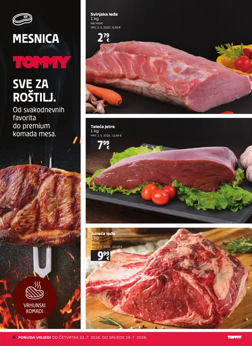 Tommy katalog — stranica 6: Svinjska leđa, Teleća jetra, Juneća leđa (vrijedi 23. 07. 2026.–29. 07. 2026.)