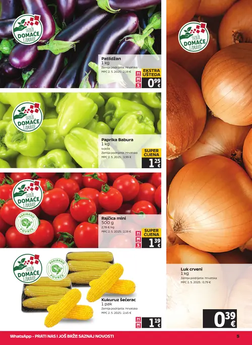 Tommy katalog — stranica 5: Paprika Babura, Patlidžan, Kukuruz šećerac, Luk crveni (vrijedi 06. 08. 2026.–12. 08. 2026.)