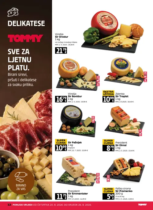 Tommy katalog — stranica 12: Vindija Sir Orođur, Vindija Sir Bovidur, Zdenka Sir Trapist, Sir Pašnjak (vrijedi 20. 08. 2026.–26. 08. 2026.)