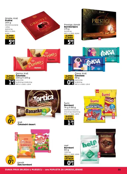 Tommy katalog — stranica 21: Helf Helf Bomboni, kavabon, Kraš Čoksa Čokolada (vrijedi 27. 08. 2026.–02. 09. 2026.)