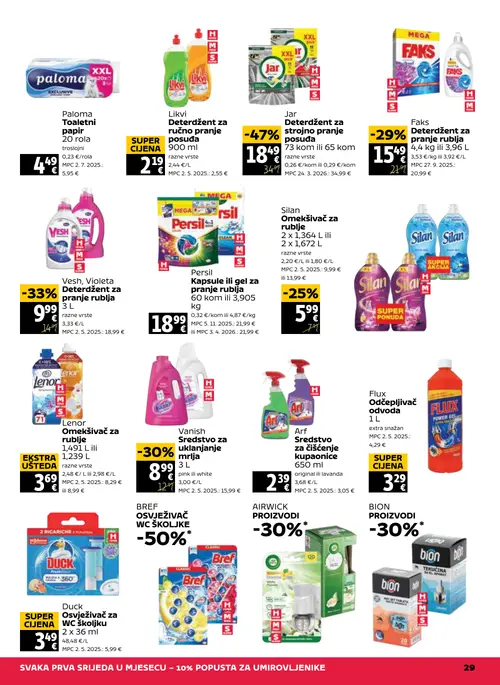 Tommy katalog — stranica 29: Lenor Omekšivač za rublje, Vesh, Violeta Deterdžent za pranje rublja, Jar Deterdžent za strojno pranje posuđa, Vanish Sredstvo za uklanjanje mrlja (vrijedi 27. 08. 2026.–02. 09. 2026.)
