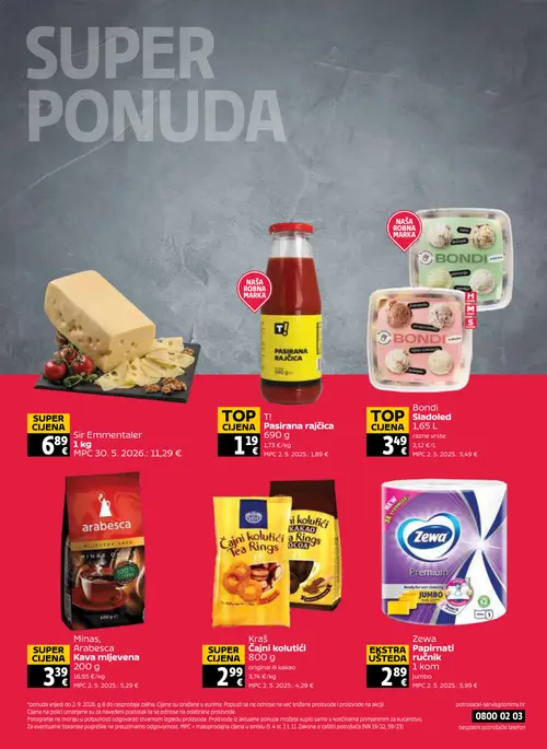 Tommy katalog — stranica 32: Zewa Papirnati ručnik, Sir Emmentaler, T! Pasirana rajčica, Bondi Sladoled (vrijedi 27. 08. 2026.–02. 09. 2026.)