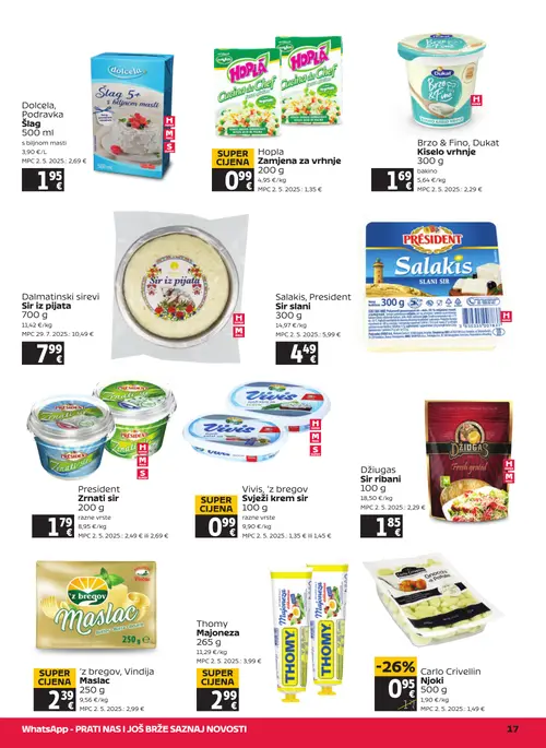 Tommy katalog — stranica 17: Carlo Crivellin Njoki, President Zrnati sir, President Salakis Sir slani, Dolcela Podravka Šlag 5+ (vrijedi 03. 09. 2026.–09. 09. 2026.)