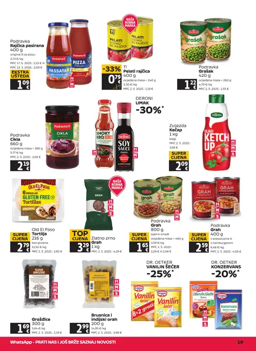 Tommy katalog — stranica 19: Zvijezda Blagi Ketchup 1 kg, Podravka Grah 400 g, Podravka Grah 800 g, T! Pelati rajčica 400 g (vrijedi 03. 09. 2026.–09. 09. 2026.)