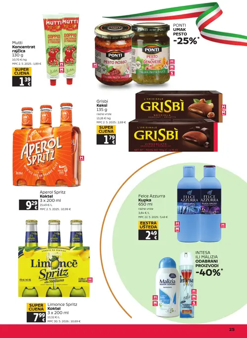 Tommy katalog — stranica 25: Felce Azzurra Kupka, Limoncè Spritz Koktel, Aperol Spritz Koktel, Mutti Koncentrat rajčica (vrijedi 03. 09. 2026.–09. 09. 2026.)