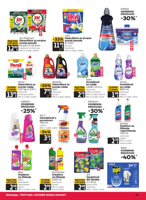 Tommy katalog — stranica 29: KH-7 Odmašćivač s pumpicom 750 ml, Likvi Deterdžent za strojno pranje posuđa 67 kom, Woolite Deterdžent za pranje rublja, Jar Platinum Deterdžent za strojno pranje posuđa 45 kom ili 40 kom (vrijedi 03. 09. 2026.–09. 09. 2026.)