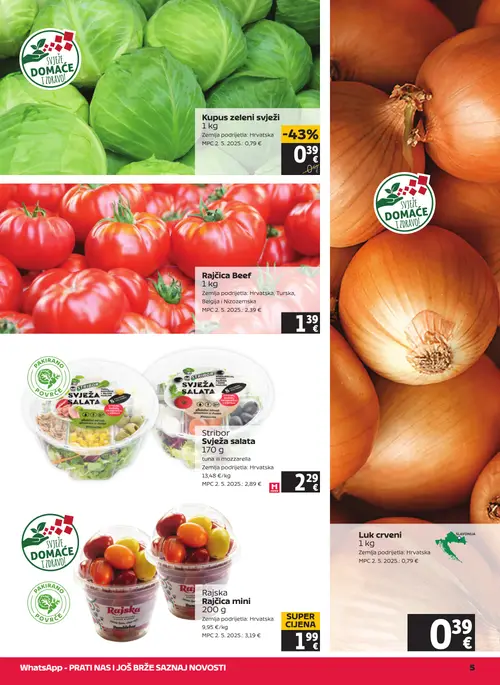 Tommy katalog — stranica 5: Kupus zeleni svježi, Rajčica Beef, Stribor Svježa salata, Rajska Rajčica mini (vrijedi 03. 09. 2026.–09. 09. 2026.)