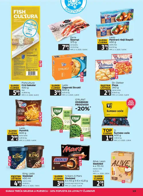 Tommy katalog — stranica 15: Perla Škampi, Ledo Panirani riblji štapići, Fishcultura Crni bakalar, Ledo Zagorski štrukli (vrijedi 10. 09. 2026.–16. 09. 2026.)