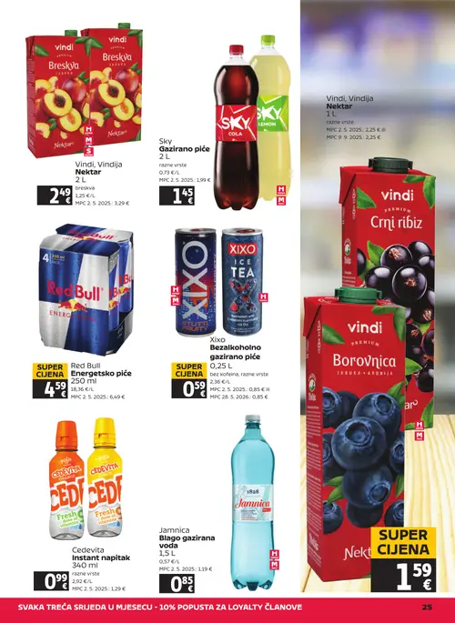 Tommy katalog — stranica 25: Jamnica Blago gazirana voda, Vindi, Vindija Crni ribiz, Vindi, Vindija Borovnica (vrijedi 10. 09. 2026.–16. 09. 2026.)