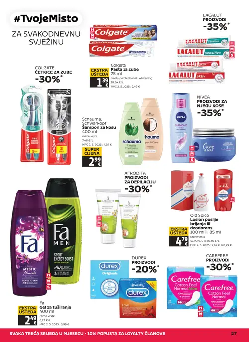 Tommy katalog — stranica 27: Colgate Pasta za zube, Fa Gel za tuširanje, Schauma, Schwarzkopf Šampon za kosu, Old Spice Losion poslije brijanja ili dezodorans (vrijedi 10. 09. 2026.–16. 09. 2026.)