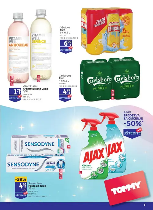 Tommy katalog — stranica 3: Sensodyne Pasta za zube 75 ml, Carlsberg Pivo 4 x 0,5 L, Vitamin Well Antioxidant breskva 0,5 L, Ožujsko Pivo 6 x 0,5 L (vrijedi 10. 09. 2026.–16. 09. 2026.)