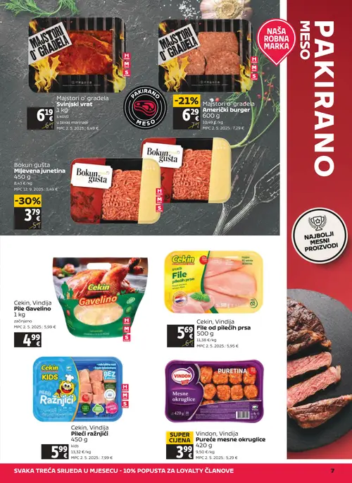 Tommy katalog — stranica 7: Bokun gušta Mljvena junetina, Cekin, Vindija Pileći ražnjići, Vindon, Vindija Pureće mesne okruglice, Majstori o' gradela Američki burger (vrijedi 10. 09. 2026.–16. 09. 2026.)