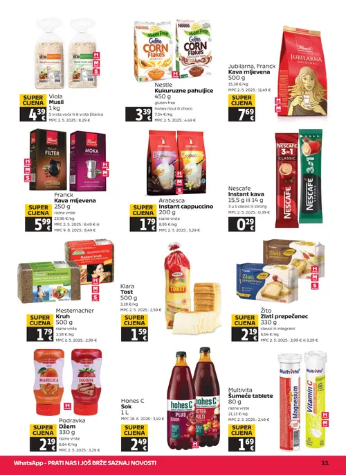 Tommy katalog — stranica 11: Viola Musli, Arabesca Instant cappuccino, Mestemacher Kruh, Klara Tost (vrijedi 17. 09. 2026.–23. 09. 2026.)