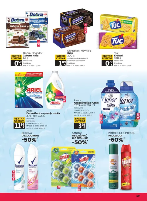 Tommy katalog — stranica 19: Dobra, Mogador Dobro Zobena kaša borovnica, Dobra, Mogador Dobro Zobena kaša čokolada, Tuc Krekeri Original, McVitie's Digestives Keksi (vrijedi 17. 09. 2026.–23. 09. 2026.)