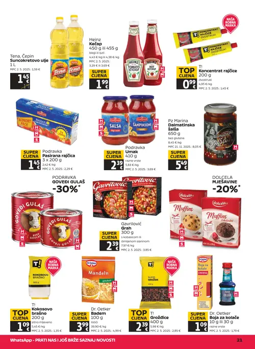 Tommy katalog — stranica 21: Dr. Oetker Boja za kolače 10 g ili 30 g razne vrste, Gavrilović Grah 300 g s kobasicom ili dimljenom slaninom, Podravka Pasirana rajčica 3 x 200 g, Podravka Umak 410 g razne vrste (vrijedi 17. 09. 2026.–23. 09. 2026.)