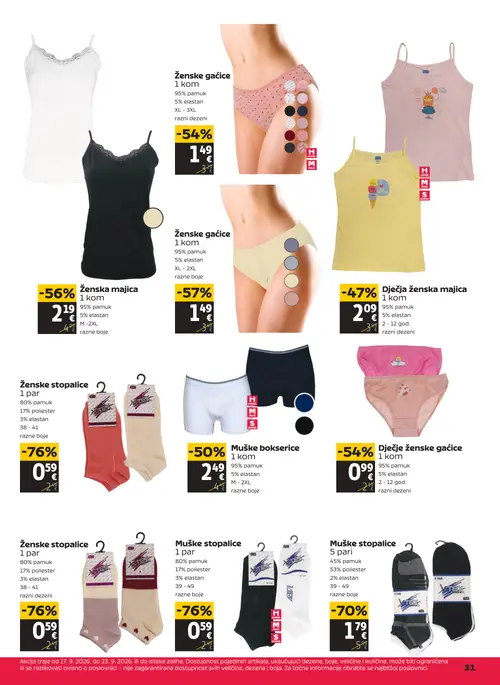 Tommy katalog — stranica 31: Muške stopalice, Ženske stopalice, Ženske stopalice, Muške stopalice (vrijedi 17. 09. 2026.–23. 09. 2026.)
