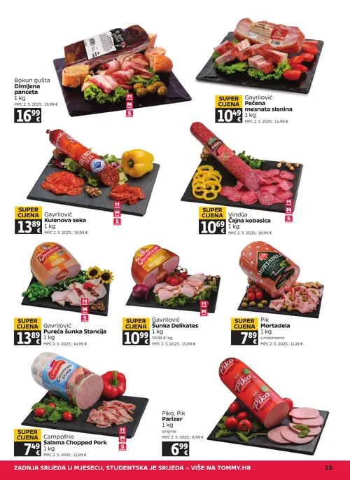 Tommy katalog — stranica 13: Gavrilović Šunka Delikates, Campofrio Salama Chopped Pork, Pik Mortadela, Piko, Pik Parizer (vrijedi 24. 09. 2026.–30. 09. 2026.)