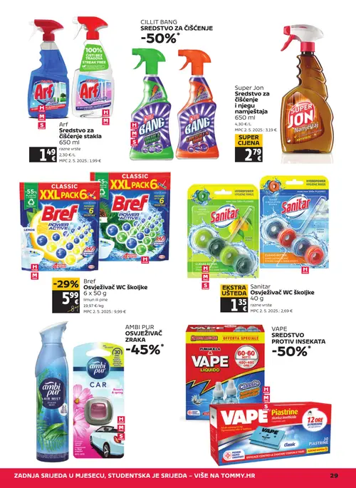 Tommy katalog — stranica 29: Sanitar Osvježivač WC školjke, Super Jon Sredstvo za čišćenje i njegu namještaja (vrijedi 24. 09. 2026.–30. 09. 2026.)