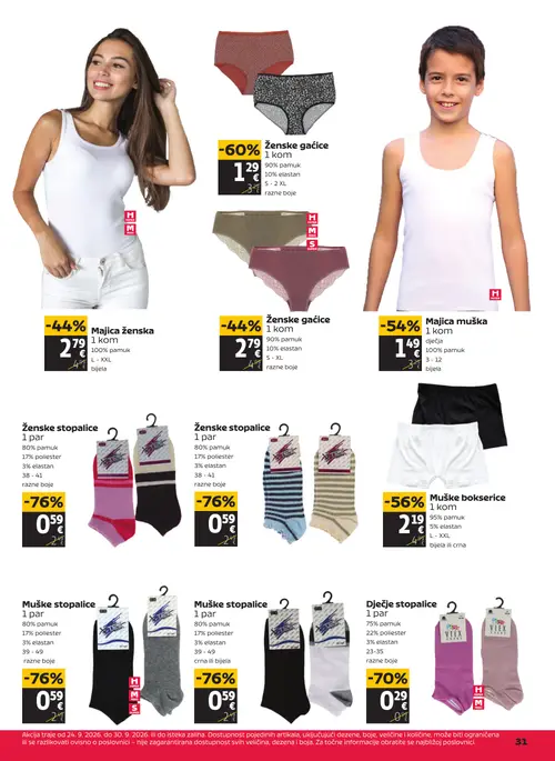 Tommy katalog — stranica 31: Ženske stopalice, Muške stopalice, Muške stopalice, Ženske stopalice (vrijedi 24. 09. 2026.–30. 09. 2026.)