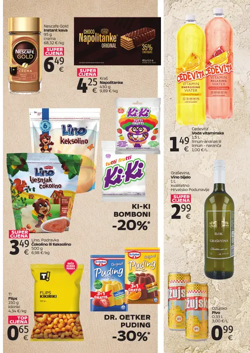 Tommy katalog — stranica 3: Nescafe Gold instant kava, Kraš Napolitanke Original, Cedevita Voda vitaminska, Lino Lješnjak čokolino (vrijedi 17. 09. 2026.–23. 09. 2026.)