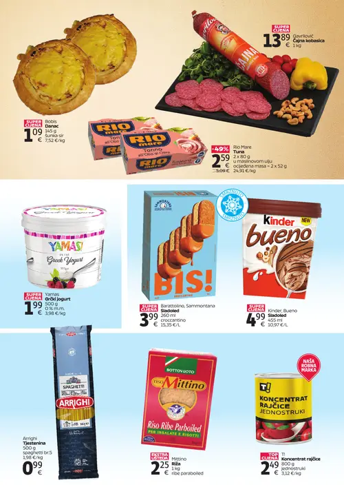 Tommy katalog — stranica 2: Rio Mare Tuna u maslinovom ulju, Bobis Danac šunka sir, Gavriloivć čajna kobasica, Yamas Grčki jogurt (vrijedi 05. 09. 2026.–11. 09. 2026.)