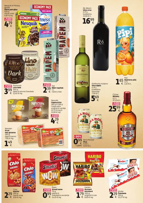 Tommy katalog — stranica 3: Birra Moretti Birra Moretti Pivo, Nestle Nesquik žitne pahuljice, Dar Badem biljni napitak, Podravka Lino lada bijela ili tamna čokolada (vrijedi 27. 08. 2026.–01. 09. 2026.)