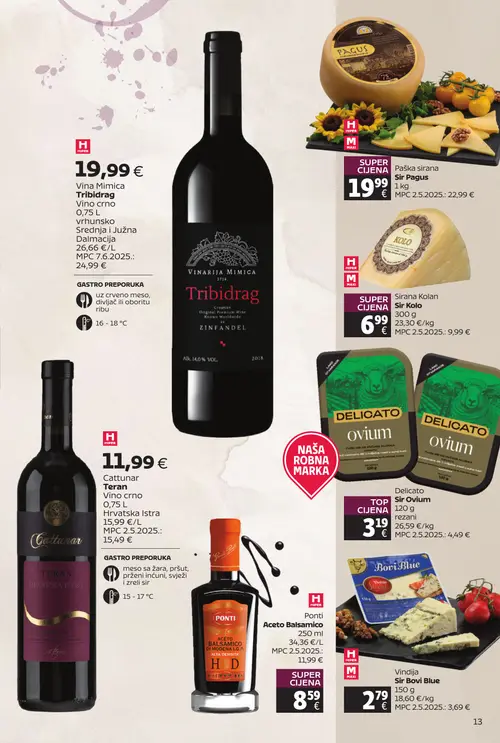 Tommy katalog — stranica 13: Sir Kolo Sirana Kolan Sir Kolo, Delicato Sir Ovium, Ponti Aceto Balsamico, Vindija Sir Bovi Blue (vrijedi 20. 07. 2026.–09. 08. 2026.)