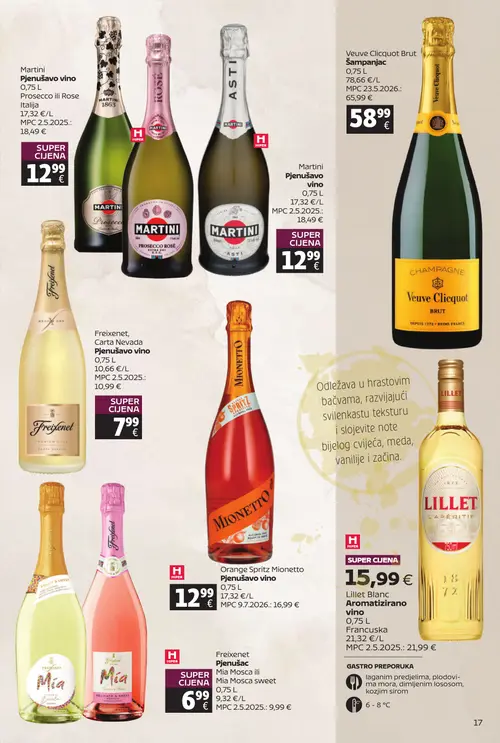 Tommy katalog — stranica 17: Martini Martini Pjenušavo vino, Veuve Clicquot Veuve Clicquot Brut Šampanjac, Freixenet Freixenet, Carta Nevada Pjenušavo vino, Mionetto Orange Spritz Mionetto Pjenušavo vino (vrijedi 20. 07. 2026.–09. 08. 2026.)