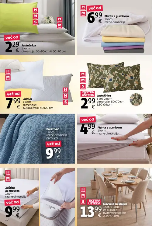 Tommy katalog — stranica 10: Jastučnica, Plahta s gumicom, Jastuk, Jastučnice (vrijedi 06. 07. 2026.–31. 07. 2026.)