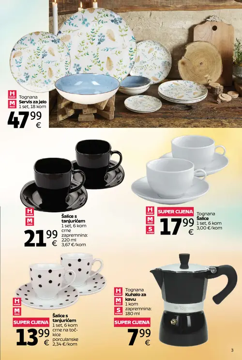 Tommy katalog — stranica 3: Tognana Servis za jelo, Šalice s tanjurićem, Tognana Šalice, Šalice s tanjurićem (vrijedi 06. 07. 2026.–31. 07. 2026.)