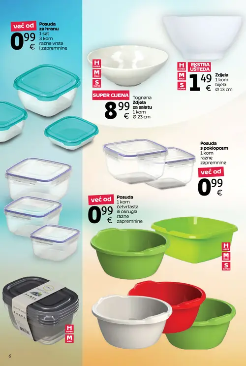 Tommy katalog — stranica 6: Posuda za hranu, Zdjelu, Tognana zdjela za salatu, Posuda s poklopcem (vrijedi 06. 07. 2026.–31. 07. 2026.)